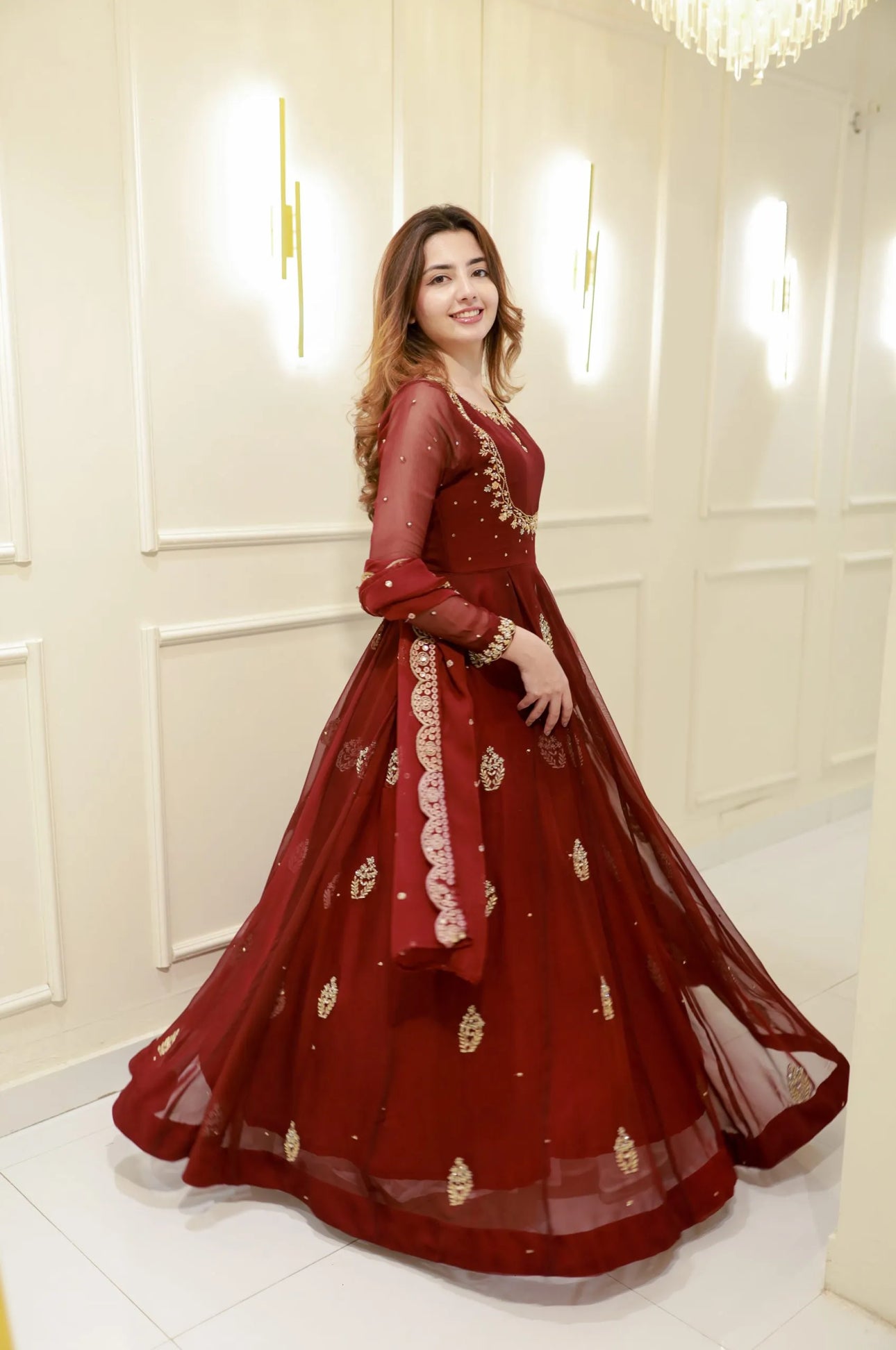 Crimson Royale Anarkali