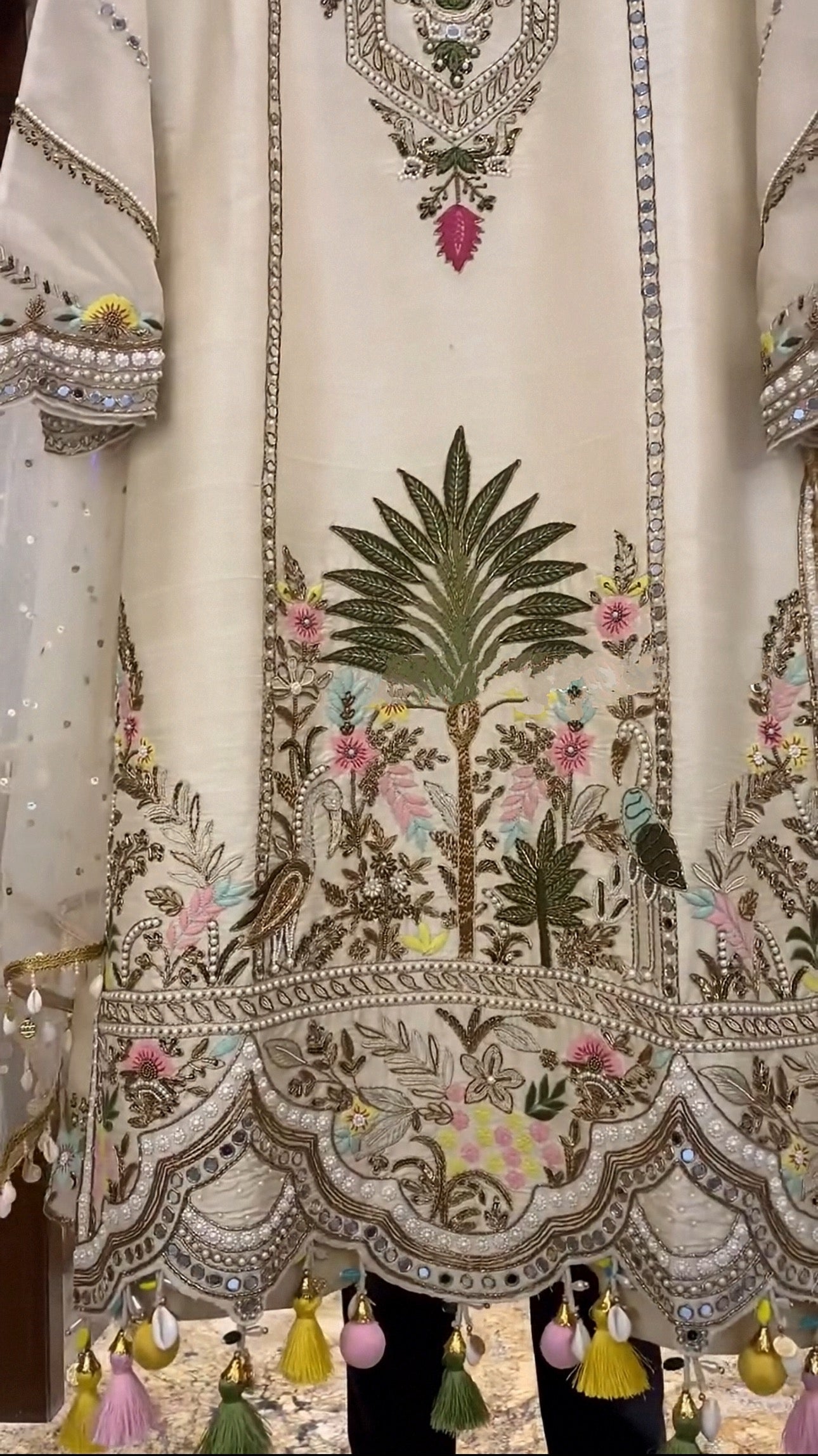 Ivory Garden Embroidered Kurti with Tassel Detailing