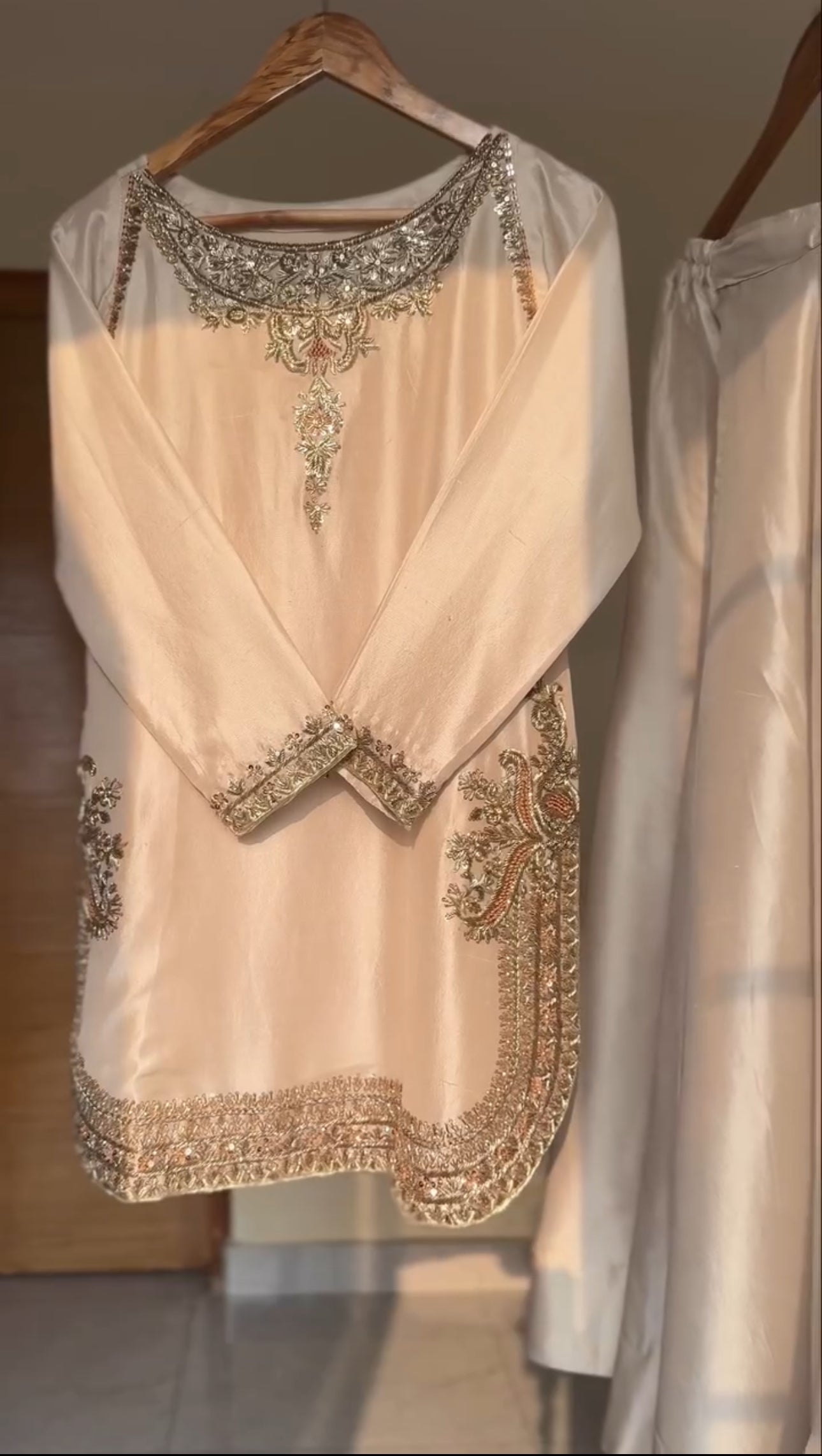 Ivory Gold Premium Silk Suit Set