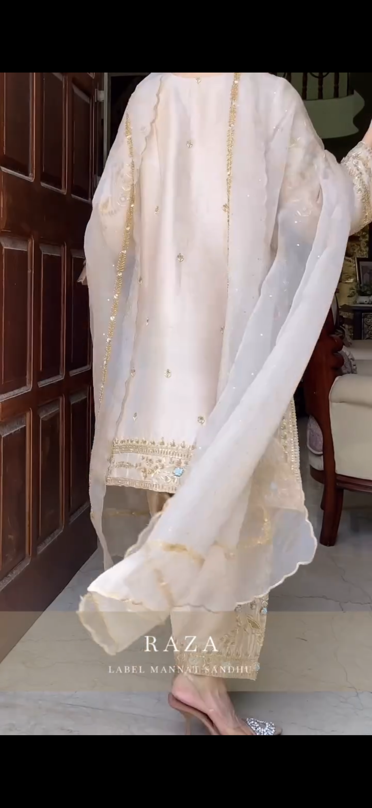 Gold thread embroidery with floral and ornamental motifs