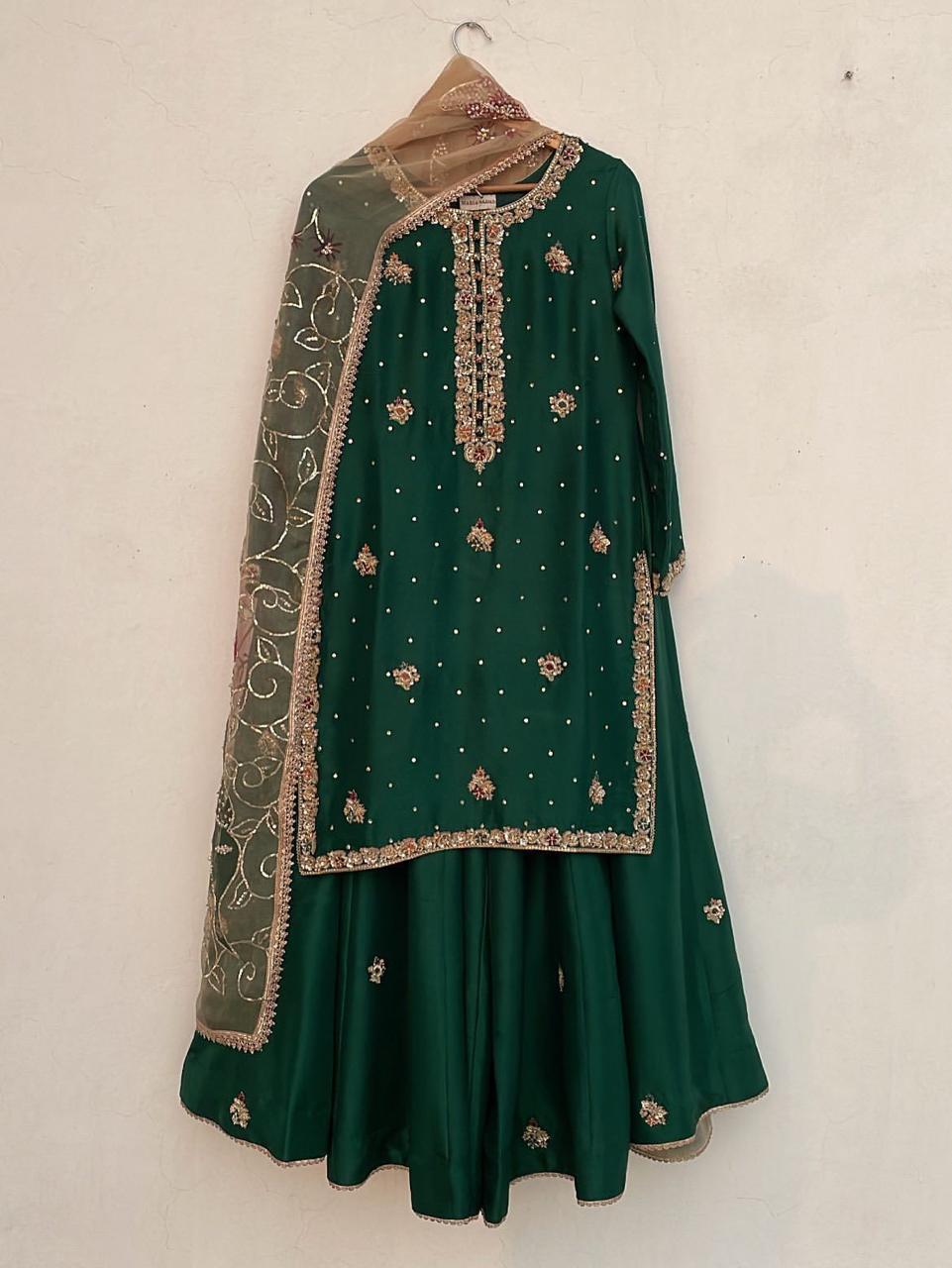 Nayab Green Embroidered Suit