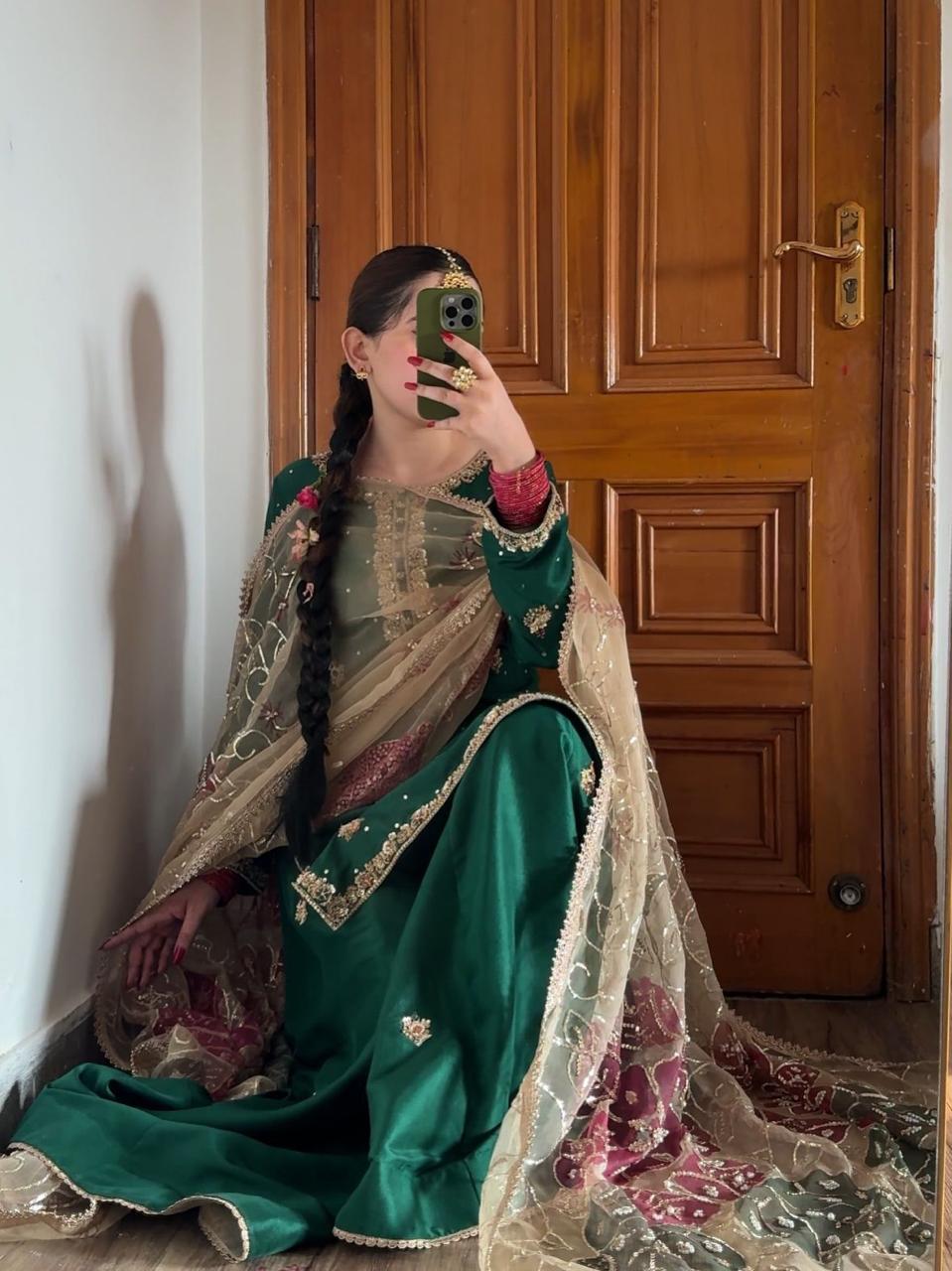 Nayab Green Embroidered Suit