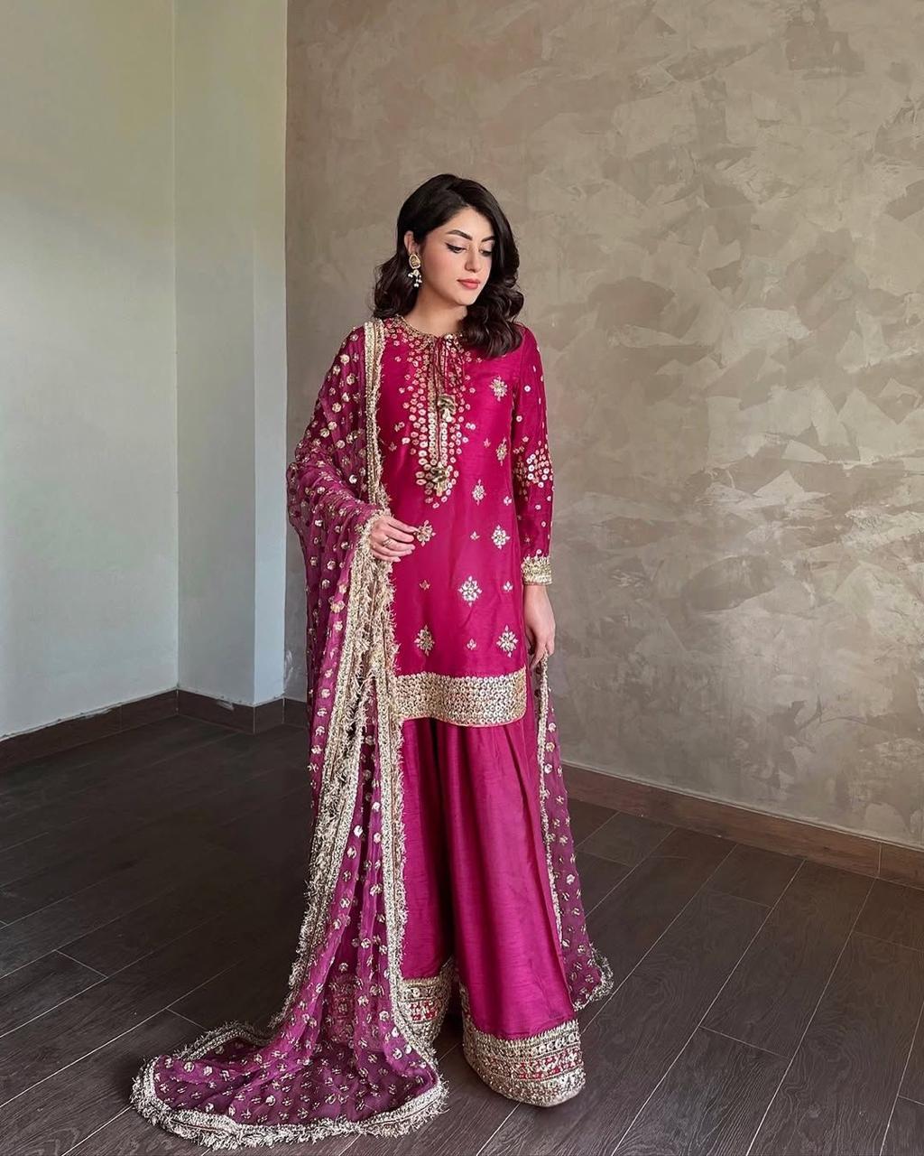 Zehra Magenta Palazzo Set