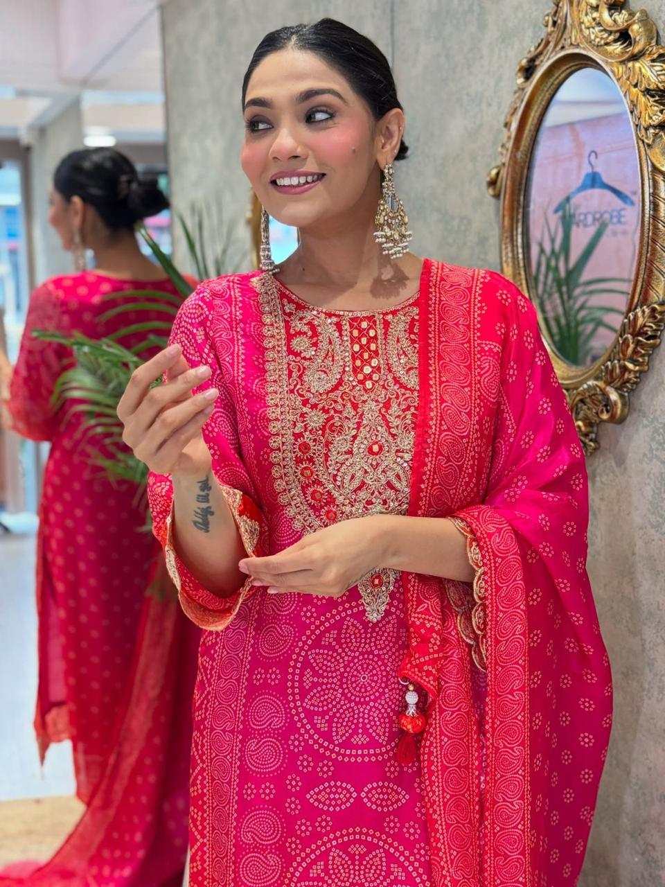 Aisha Luxe Embroidered Chinon Silk Suit Set