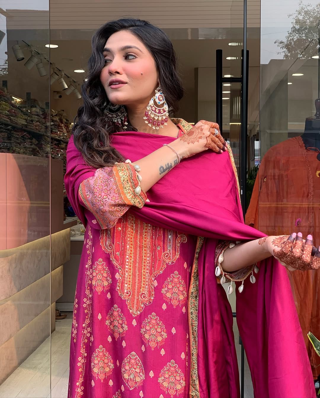 Rani Pink Embroidered Kurta Set with Dupatta