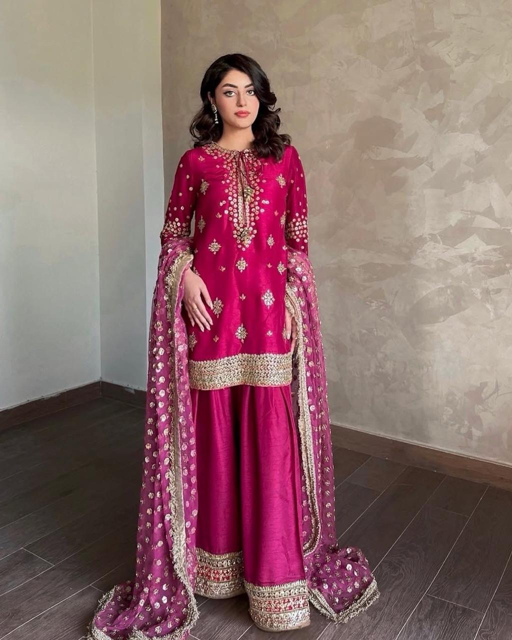 Zehra Magenta Palazzo Set