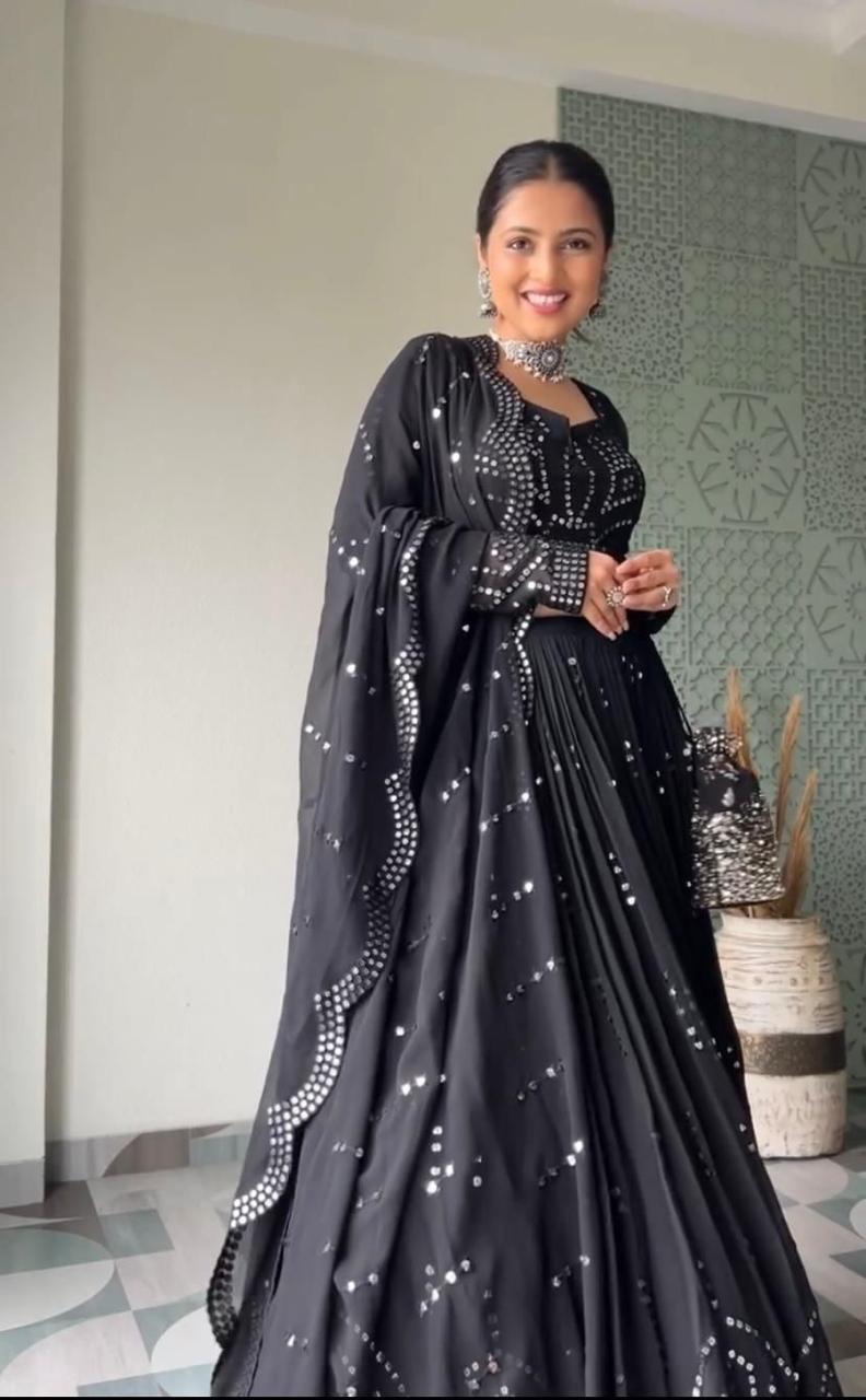 Starlit Black Mirror Lehenga Ensemble