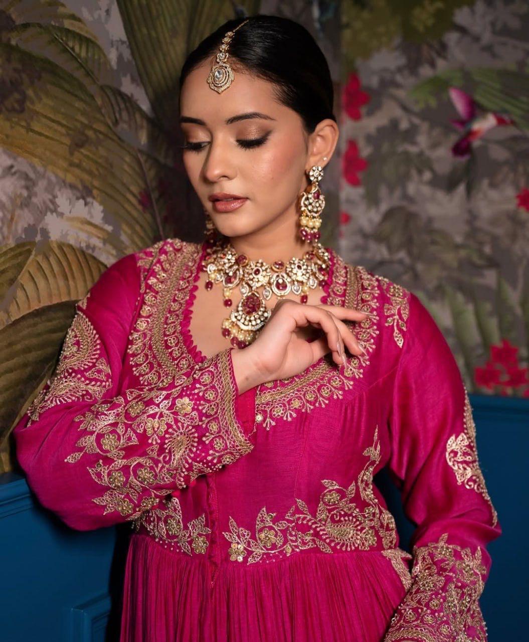 Regal Roseberry Embroidered Anarkali Set